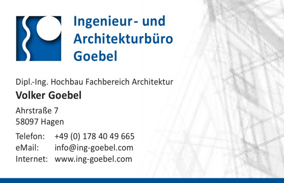 Kontakt Volker Goebel Dipl.-Ing. Arch - Ingenieur- und Architekturbüro Goebel in Hagen